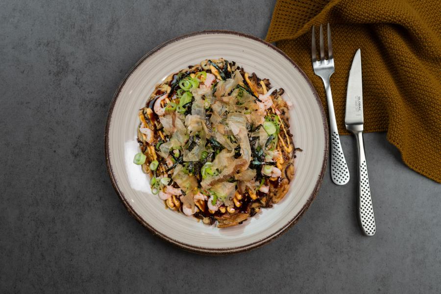 Okonomiyaki med shiitakesvamp