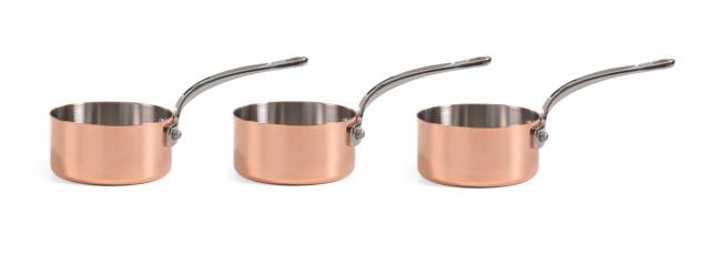 Minikastrullset i 3 delar i koppar 9 cm